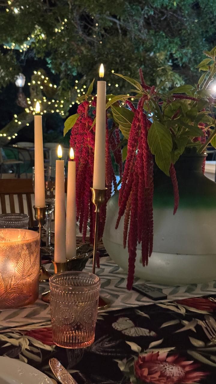 LED Wax Candles styled in a Grove House & Garden setting