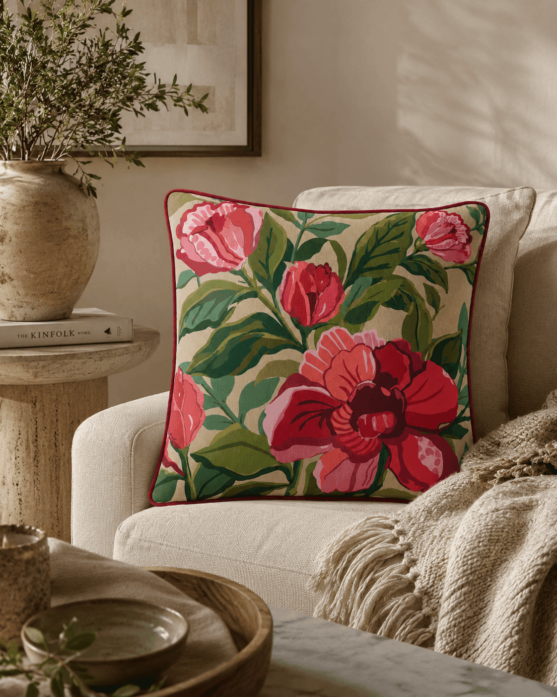 Cushions styled in a Grove House & Garden setting
